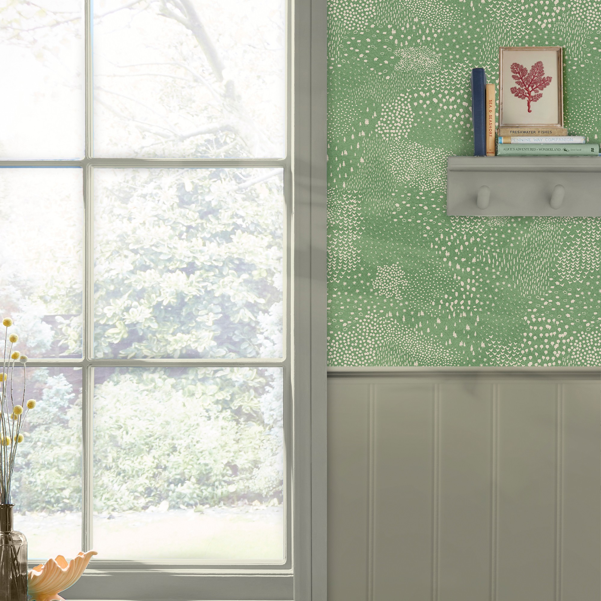 Mono Farm Abstract Ditsy Wallpaper 120869 By Joules In Green